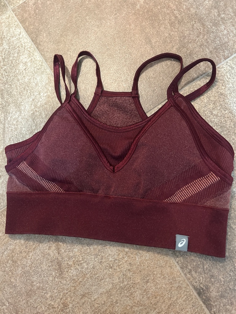 Asics Burgundy Seamless Mesh Racerback Sports Bra